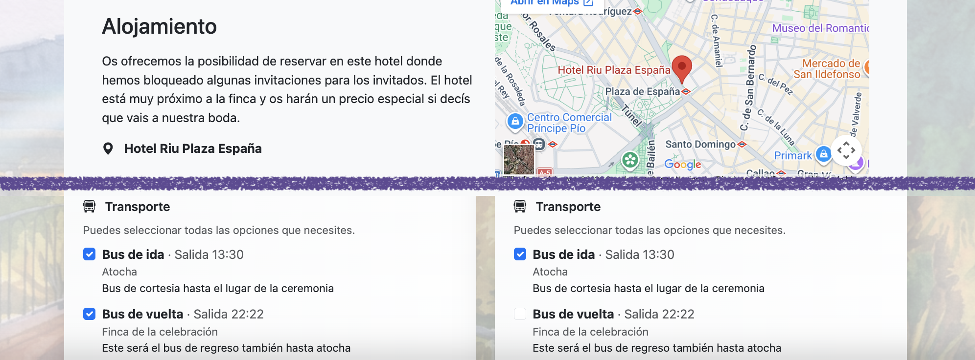 Gestión de transporte y alojamiento para invitados