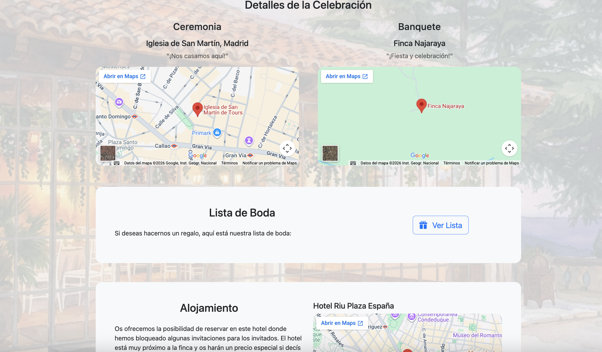 Ejemplo de invitación de boda online personalizada