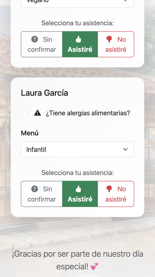Confirmación de asistencia desde móvil